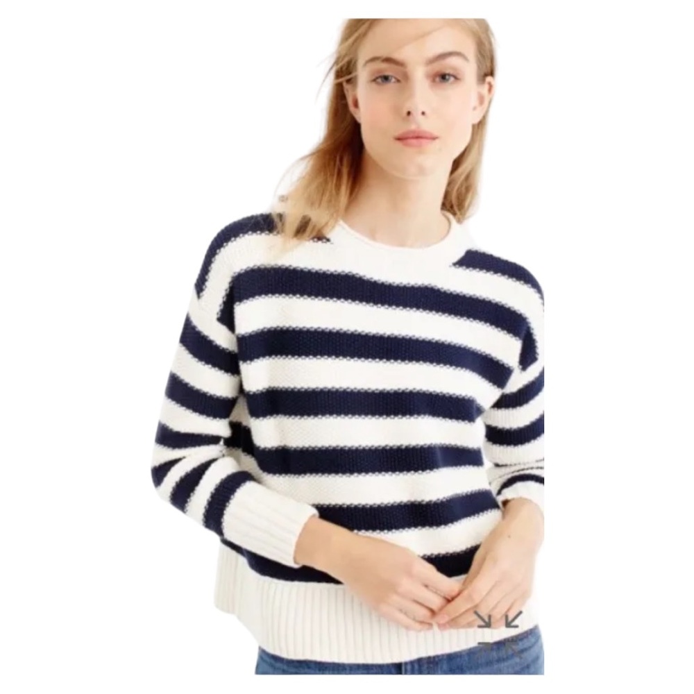 J Crew Navy Striped Sweater XS EUC